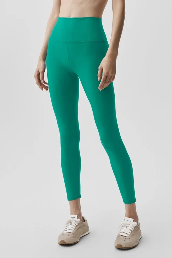 7/8 Airbrush Legging med High-Waist og Airbrush-mønster – Emerald Isle