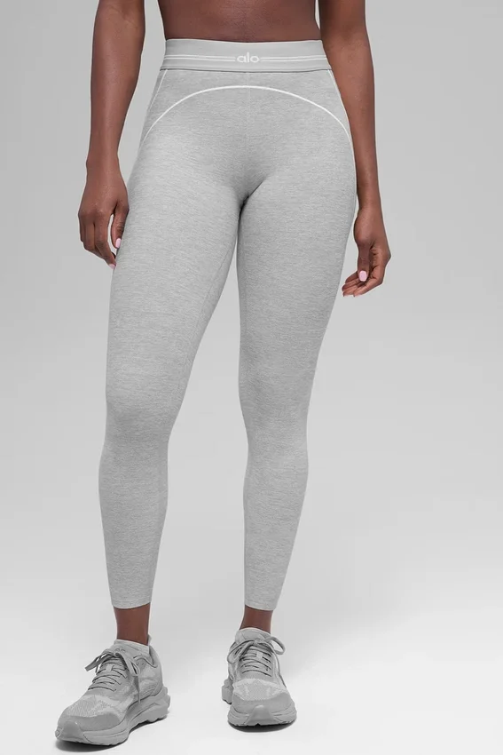 7/8 High-Waist Alosoft Heart Throb Tights – Athletic Heather Grey/Whi