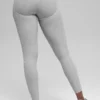 7/8 High-Waist Alosoft Heart Throb Tights – Athletic Heather Grey/Whi