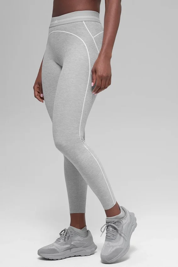 7/8 High-Waist Alosoft Heart Throb Tights – Athletic Heather Grey/Whi