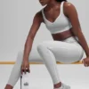 7/8 High-Waist Alosoft Heart Throb Tights – Athletic Heather Grey/Whi