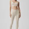 7/8 High-Waist Alosoft Heart Throb Tights – Oatmeal Heather/White