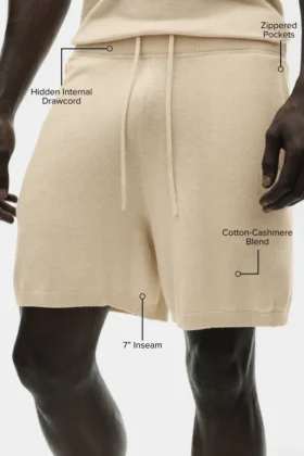 7″ bomulls- og kashmirshorts «Ever Soft» – Sandy Beige