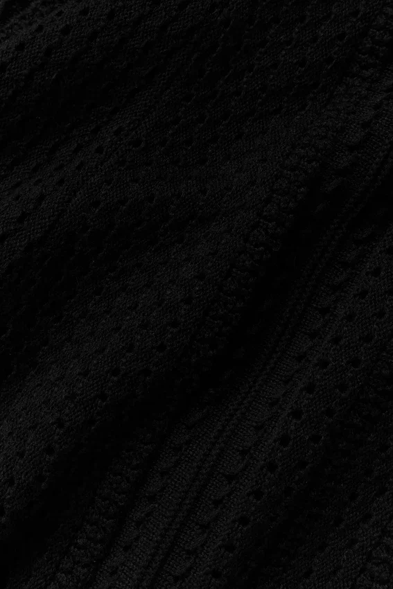 Coastline strikket poloshirt med korte ermer – svart