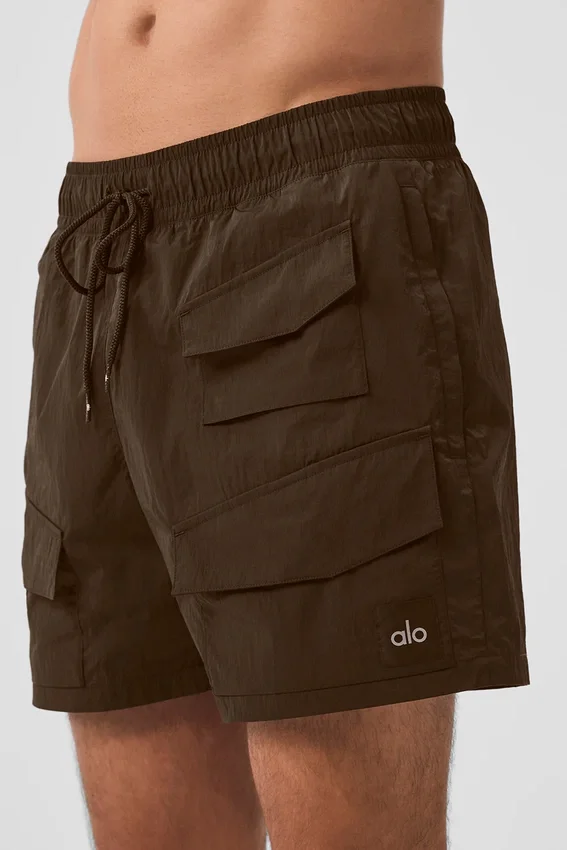 7" Crinkle Nylon Excursion Cargo-shorts – Espresso