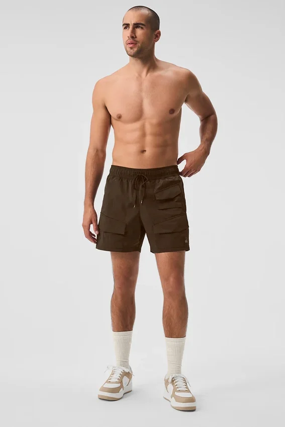 7" Crinkle Nylon Excursion Cargo-shorts – Espresso