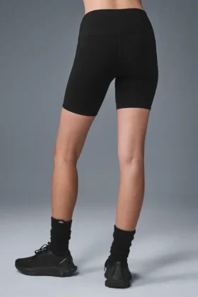 7″ High-Waist sykkelbukser – svart