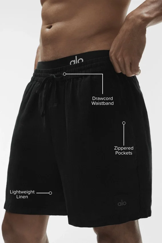 7" Linen Days-shorts – svart