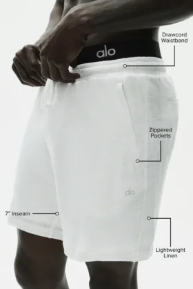 7″ linjersey-shorts i kyststil – hvit