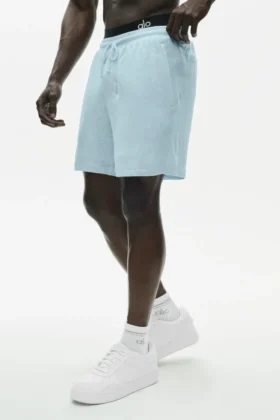 7" linjersey-shorts i kyststil – Seaside Blue