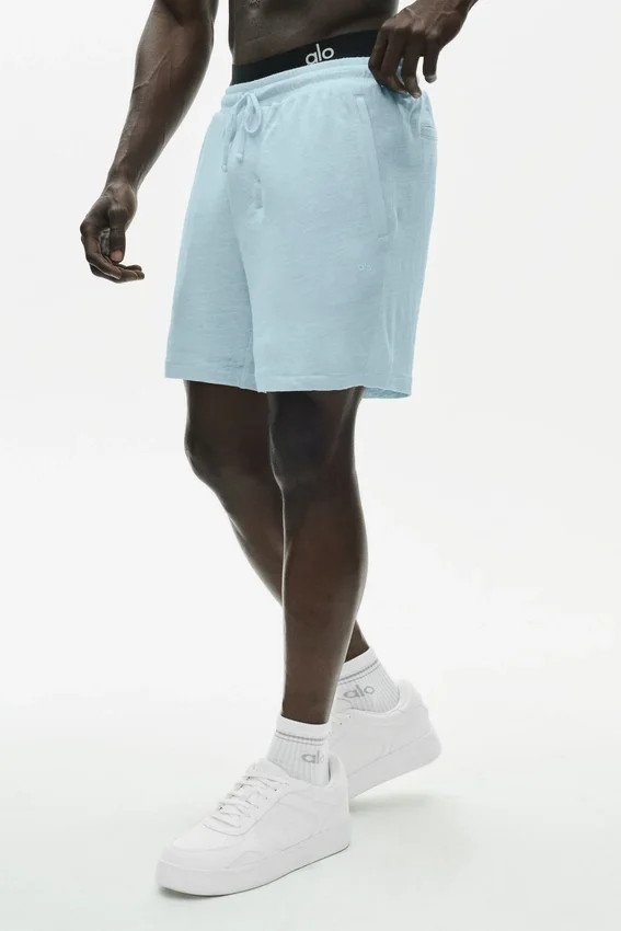 7" linjersey-shorts i kyststil – Seaside Blue