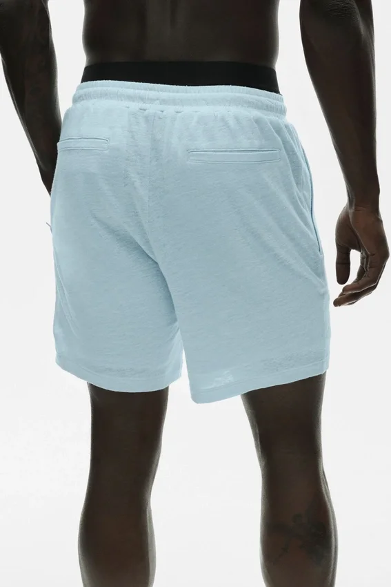 7" linjersey-shorts i kyststil – Seaside Blue