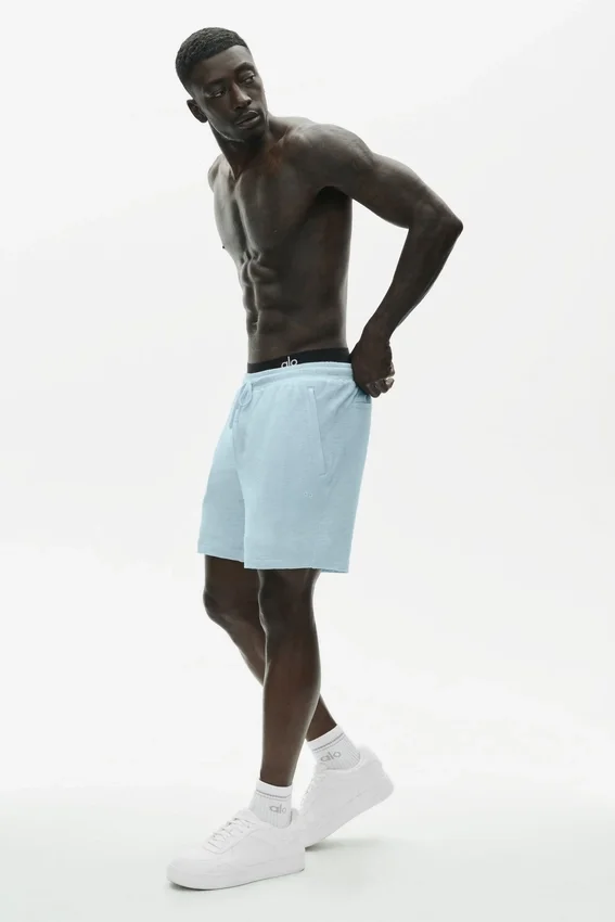 7" linjersey-shorts i kyststil – Seaside Blue