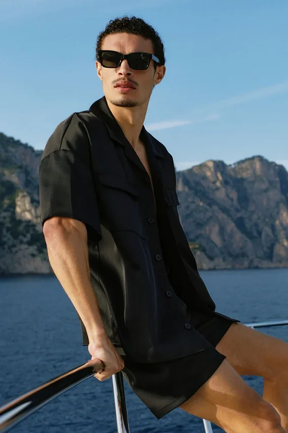 7" Satin Horizon-shorts – svart