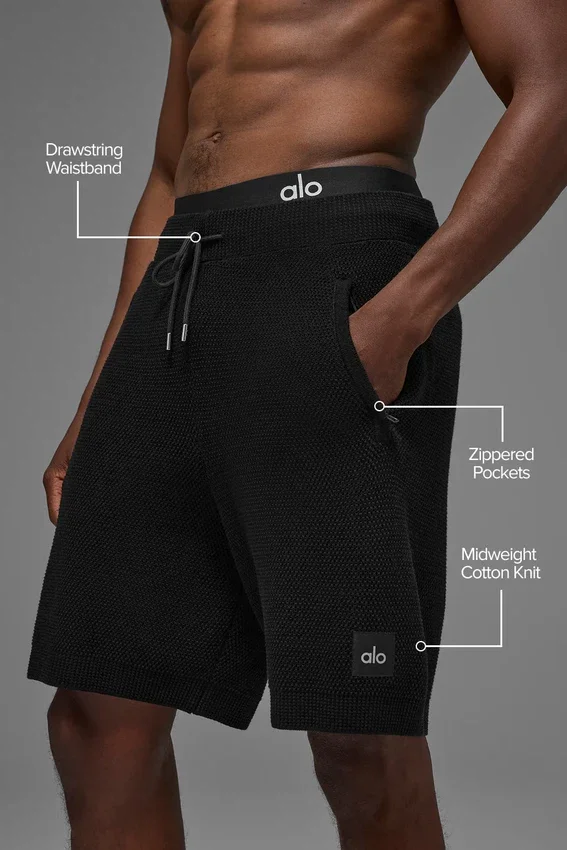 7" Sports Club Strikkegensere Knit Short – Black