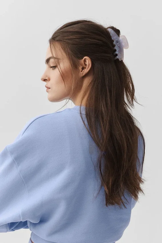 90'S Claw Clip – Lys Provence-blå marmor