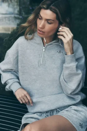 Accolade genser med 1/4 glidelås – Athletic Heather Grey
