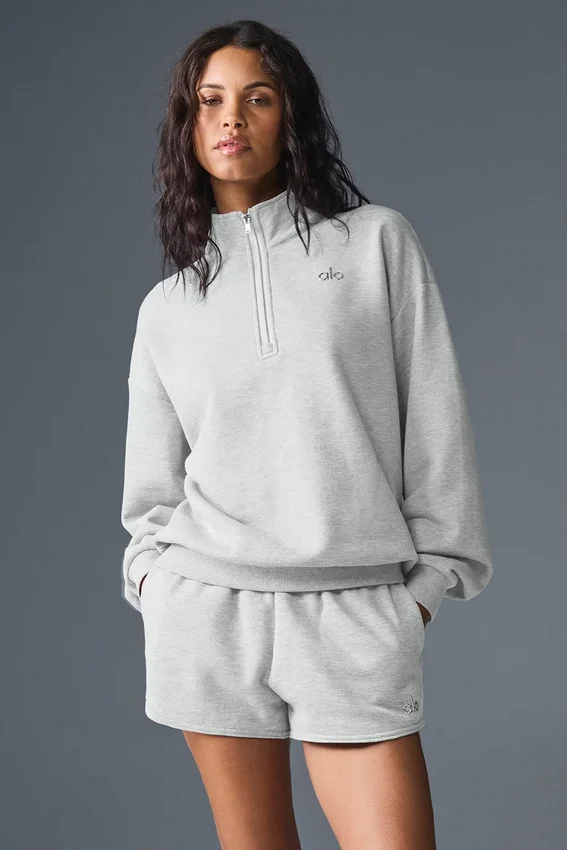 Accolade genser med 1/4 glidelås – Athletic Heather Grey