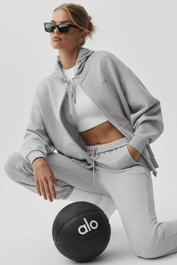 Accolade hettegenser med full glidelås – Athletic Heather Grey