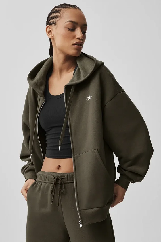 Accolade hettegenser med full glidelås – Olive Tree