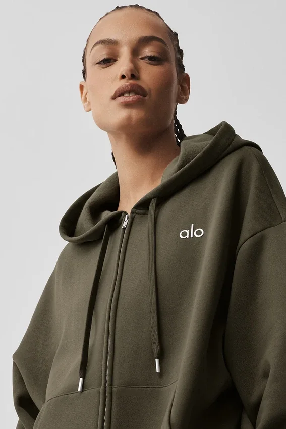 Accolade hettegenser med full glidelås – Olive Tree
