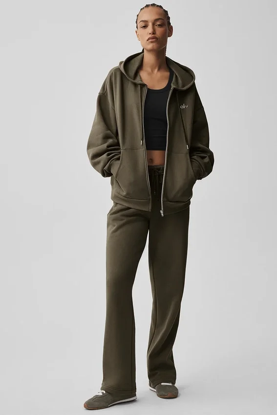 Accolade hettegenser med full glidelås – Olive Tree