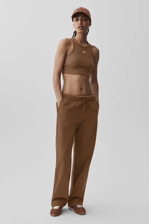 Accolade joggebukser med rett ben – Sun Kissed Brown