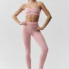 Airbrush Fast Track-tights med høy midje – Vintage Pink/White