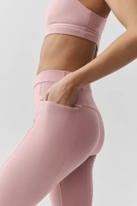 Airbrush Fast Track-tights med høy midje – Vintage Pink/White