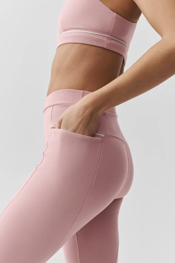 Airbrush Fast Track-tights med høy midje – Vintage Pink/White