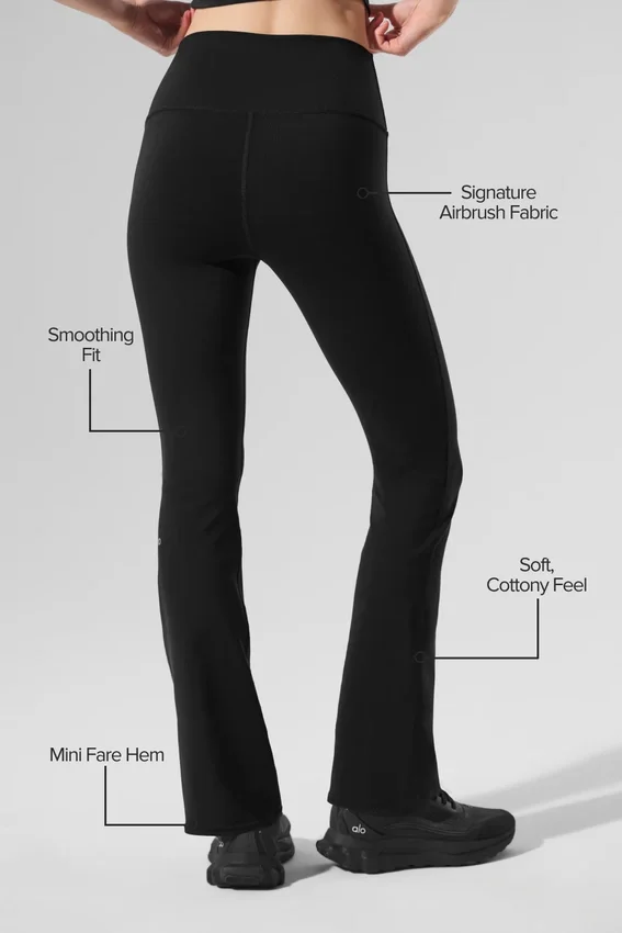 Airbrush High-Waist 7/8 Bootcut Tights – svart