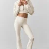 Airbrush High-Waist Bootcut Tights – elfenben