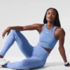 Airbrush Legging med høy midje og Airbrush-effekt – krystallklar blå