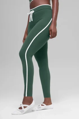 Airbrush Race Pace 7/8-tights med høy midje – kløvergrønn/hvit