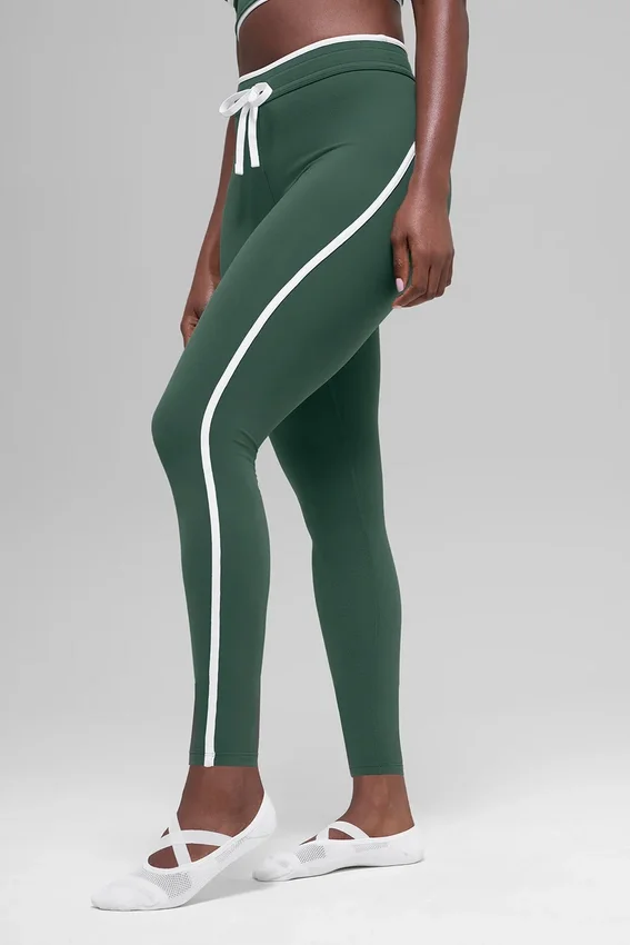 Airbrush Race Pace 7/8-tights med høy midje – kløvergrønn/hvit