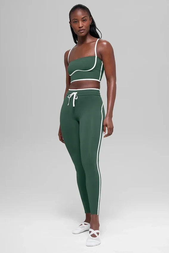 Airbrush Race Pace 7/8-tights med høy midje – kløvergrønn/hvit