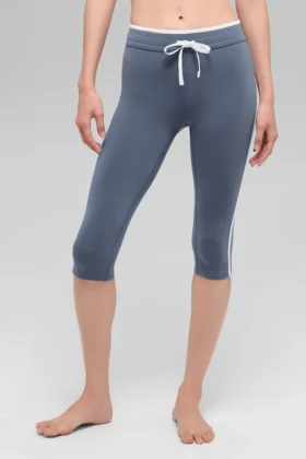 Airbrush Race Pace Capri med High-Waist – Bluestone/hvit