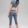 Airbrush Race Pace Capri med High-Waist – Bluestone/hvit