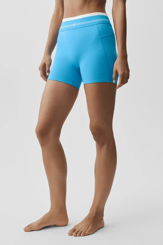 Airbrush-shorts med High-Waist «Better Together» – azurblå/hvit