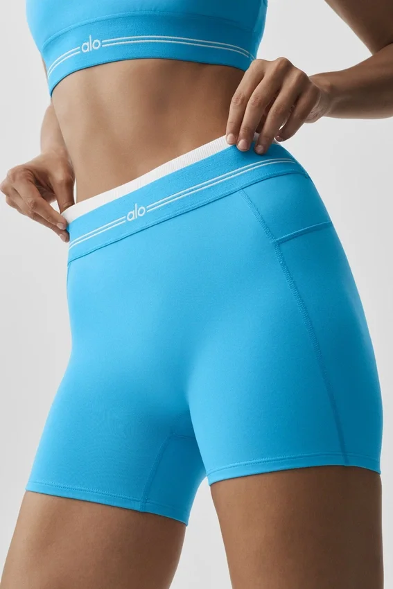 Airbrush-shorts med High-Waist «Better Together» – azurblå/hvit