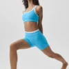 Airbrush-shorts med High-Waist «Better Together» – azurblå/hvit
