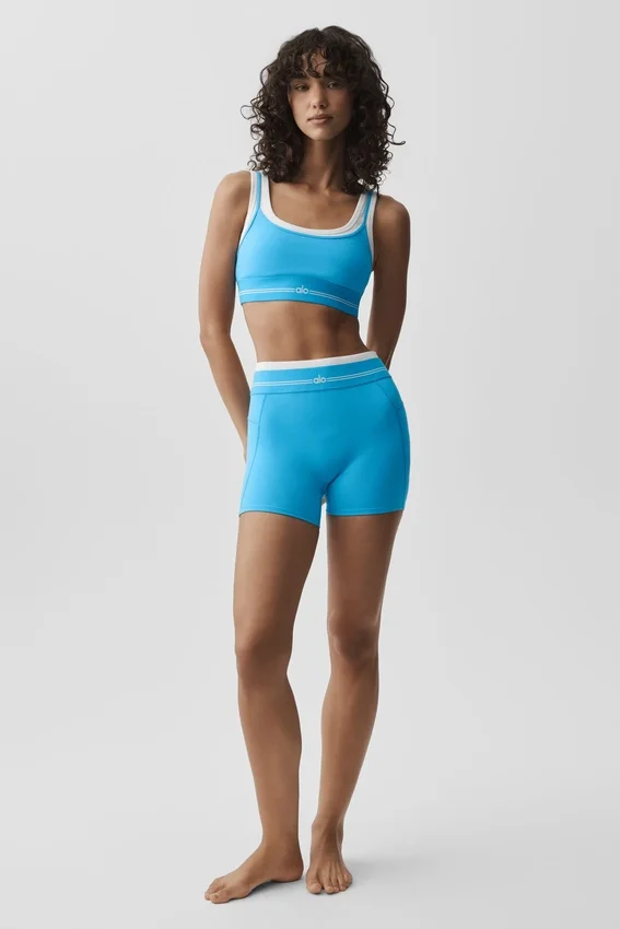 Airbrush-shorts med High-Waist «Better Together» – azurblå/hvit