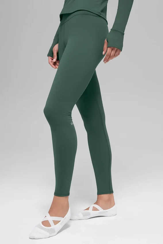 Airbrush Winter Warm High-Waist Nocturne Tights – Clover Green