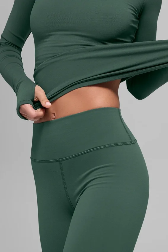 Airbrush Winter Warm High-Waist Nocturne Tights – Clover Green