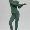 Airbrush Winter Warm High-Waist Nocturne Tights – Clover Green