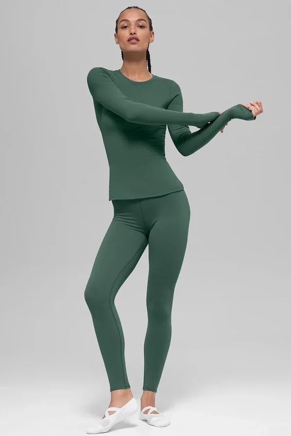 Airbrush Winter Warm High-Waist Nocturne Tights – Clover Green