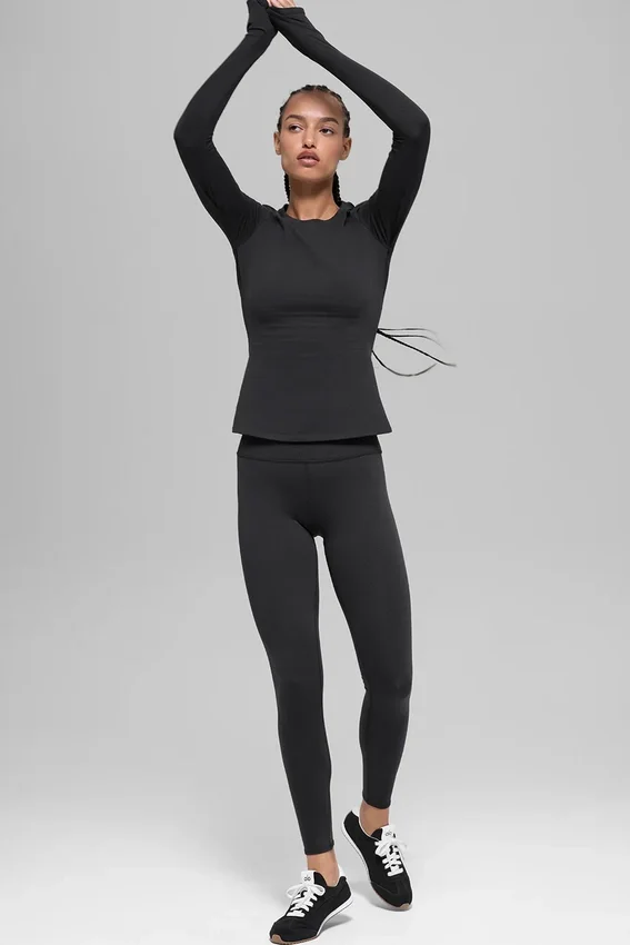 Airbrush Winter Warm High-Waist Nocturne Tights – svart