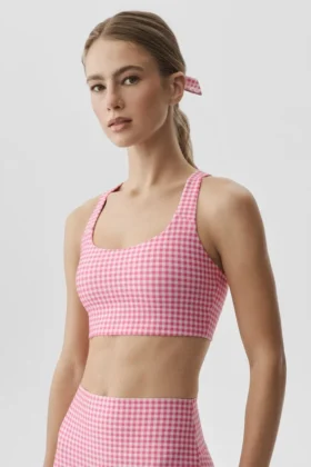 Airlift Gingham Sleek BH-tank – Paradise Pink Gingham