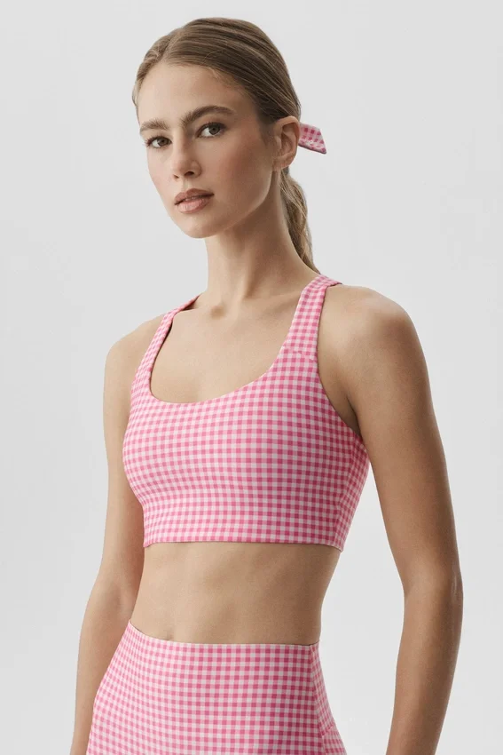 Airlift Gingham Sleek BH-tank – Paradise Pink Gingham
