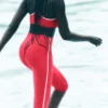 Airlift High-Waist Capri-bukser med superelegant kontrast – Candy Red/White